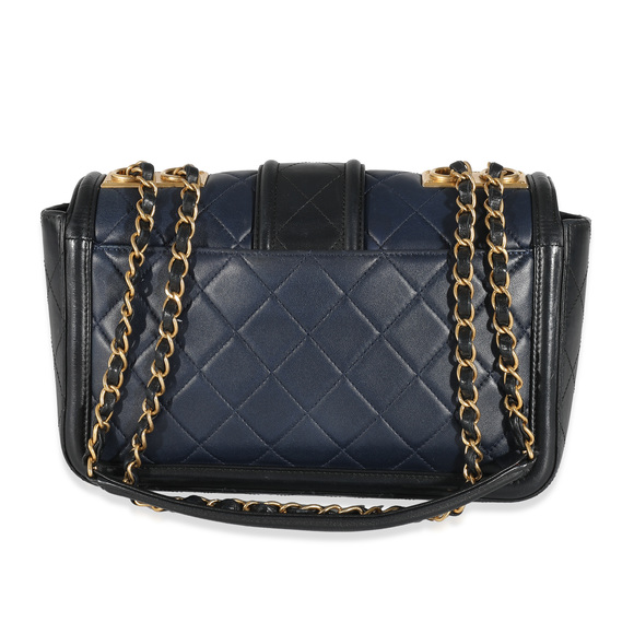 Chanel Navy Black Quilted Lambskin Medium Elegant CC Flap Bag - Picture 3 of 9